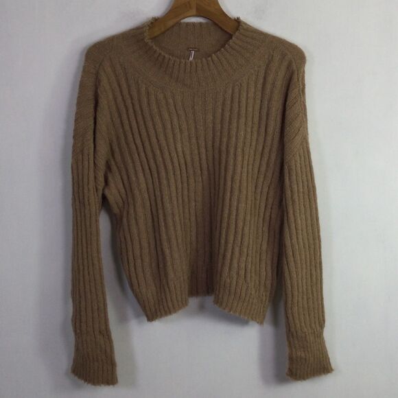 Free People Soft Fawn Alpaca Chunky Knit Mock Neck Sweater Brown Size XS - Picture 15 of 15